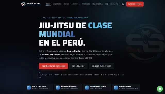 Captura de sportsstudio.xplain.pe — Sports Studio | World Class Jiu Jitsu