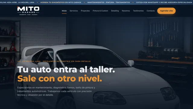Captura de mitogarage.xplain.pe — Mito Garage